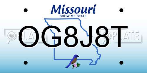 OG8J8T Missouri License Plate