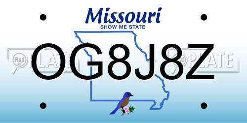 OG8J8Z Missouri License Plate