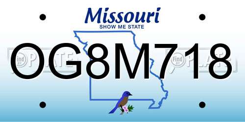 OG8M718 Missouri License Plate