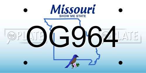 OG964 Missouri License Plate
