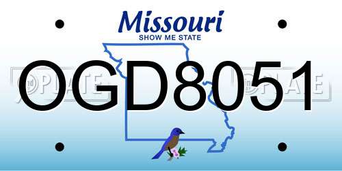 OGD8051 Missouri License Plate