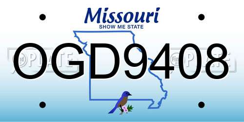 OGD9408 Missouri License Plate