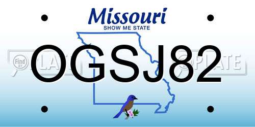 OGSJ82 Missouri License Plate
