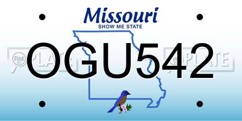 OGU542 Missouri License Plate