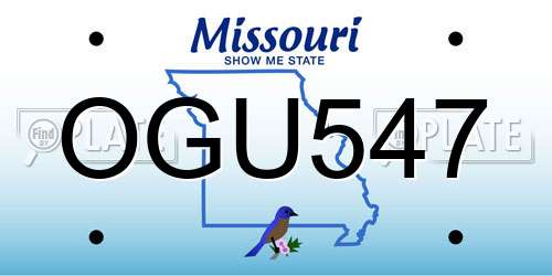 OGU547 Missouri License Plate