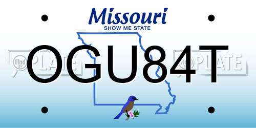 OGU84T Missouri License Plate