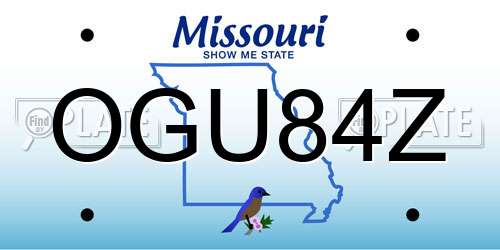 OGU84Z Missouri License Plate