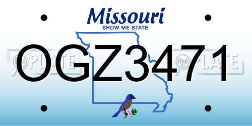 OGZ3471 Missouri License Plate