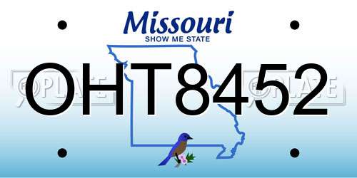 OHT8452 Missouri License Plate