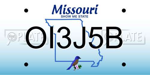 OI3J5B Missouri License Plate