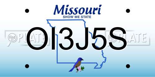 OI3J5S Missouri License Plate