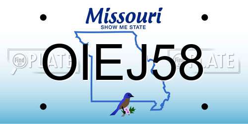 OIEJ58 Missouri License Plate