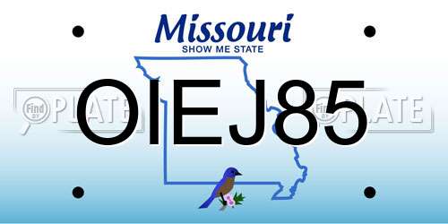 OIEJ85 Missouri License Plate