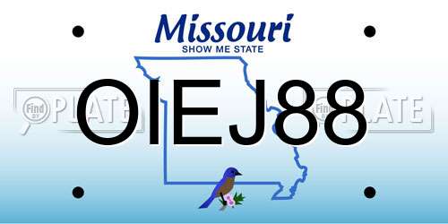 OIEJ88 Missouri License Plate