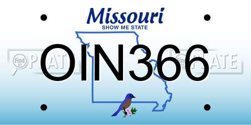 OIN366 Missouri License Plate