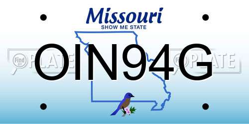OIN94G Missouri License Plate