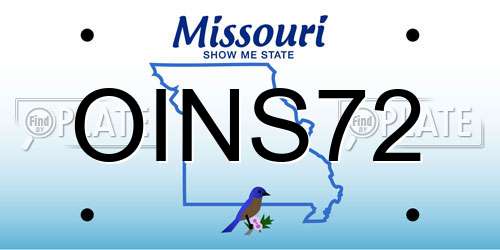 OINS72 Missouri License Plate