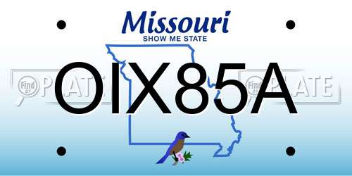OIX85A Missouri License Plate
