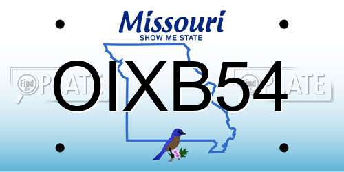 OIXB54 Missouri License Plate