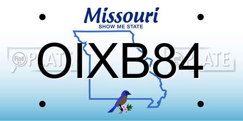 OIXB84 Missouri License Plate