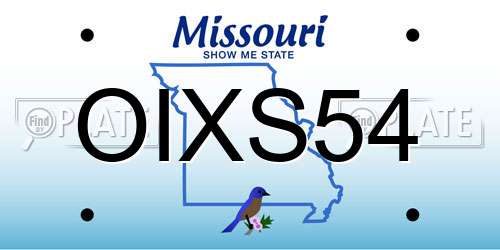 OIXS54 Missouri License Plate