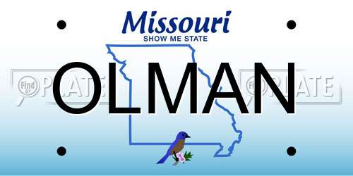 OLMAN Missouri License Plate