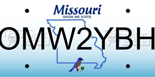OMW2YBH Missouri License Plate