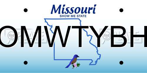 OMWTYBH Missouri License Plate