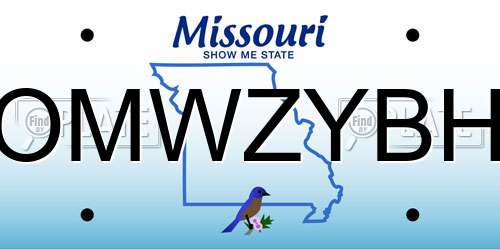 OMWZYBH Missouri License Plate