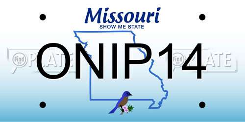 ONIP14 Missouri License Plate