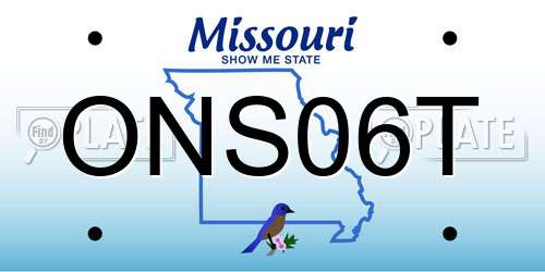 ONS06T Missouri License Plate