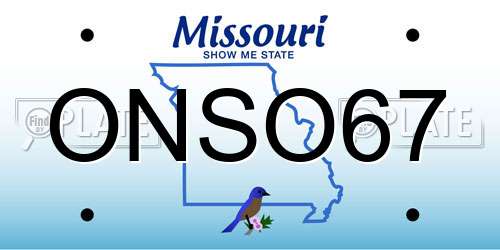 ONSO67 Missouri License Plate