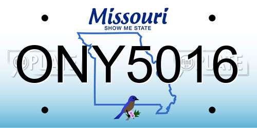 ONY5016 Missouri License Plate
