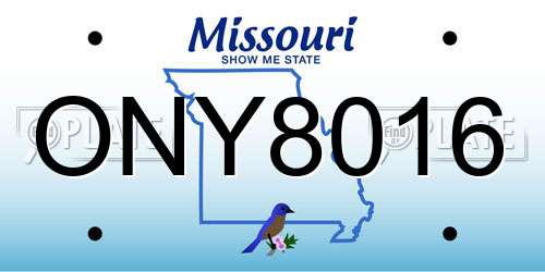 ONY8016 Missouri License Plate
