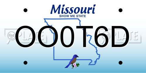 OO0T6D Missouri License Plate