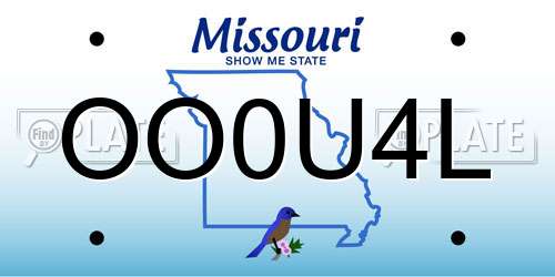 OO0U4L Missouri License Plate