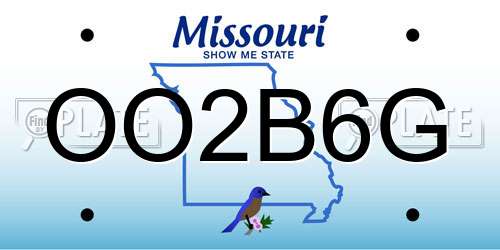 OO2B6G Missouri License Plate