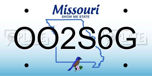 OO2S6G Missouri License Plate