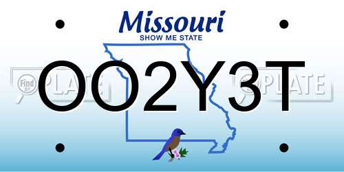OO2Y3T Missouri License Plate