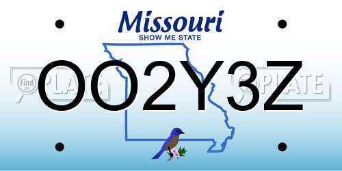 OO2Y3Z Missouri License Plate