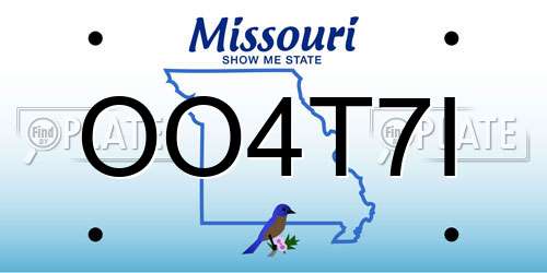 OO4T7I Missouri License Plate