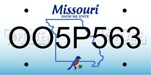 OO5P563 Missouri License Plate