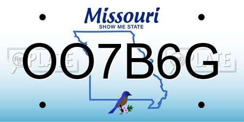 OO7B6G Missouri License Plate