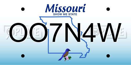 OO7N4W Missouri License Plate