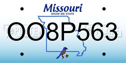 OO8P563 Missouri License Plate