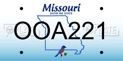OOA221 Missouri License Plate