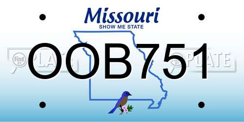 OOB751 Missouri License Plate