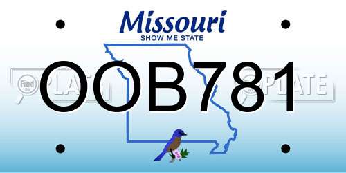 OOB781 Missouri License Plate