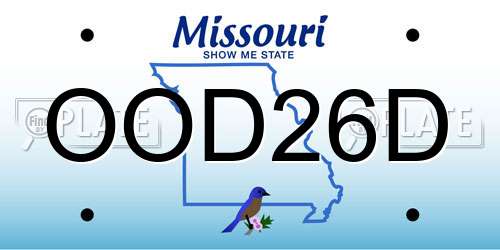 OOD26D Missouri License Plate