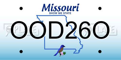 OOD26O Missouri License Plate